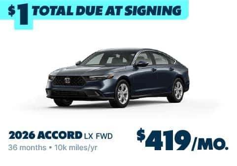 2026 Honda Accord Only $1 Due at Signing