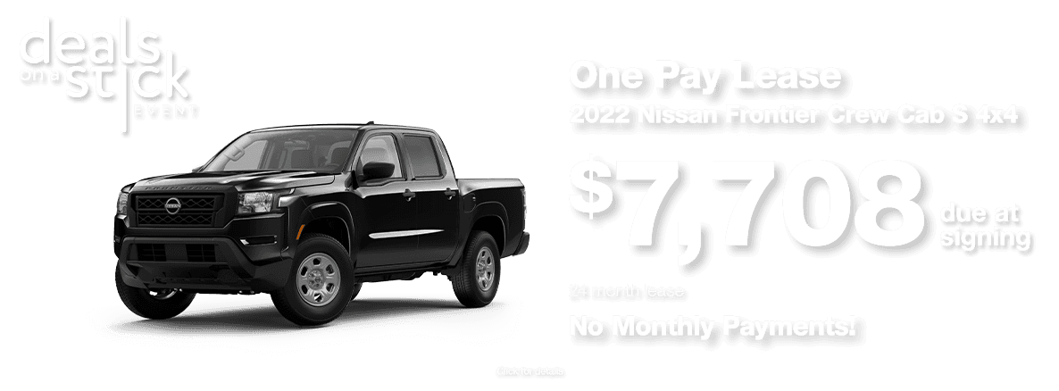 2022 Nissan Frontier $7,708 due at signing with no monthly payments lease special.