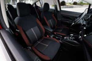 Front seat interior of a 2024 Nissan Versa