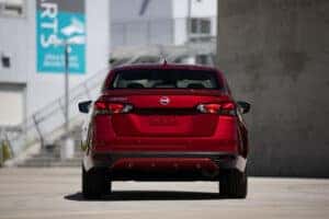 Back end of a red 2024 Nissan Versa