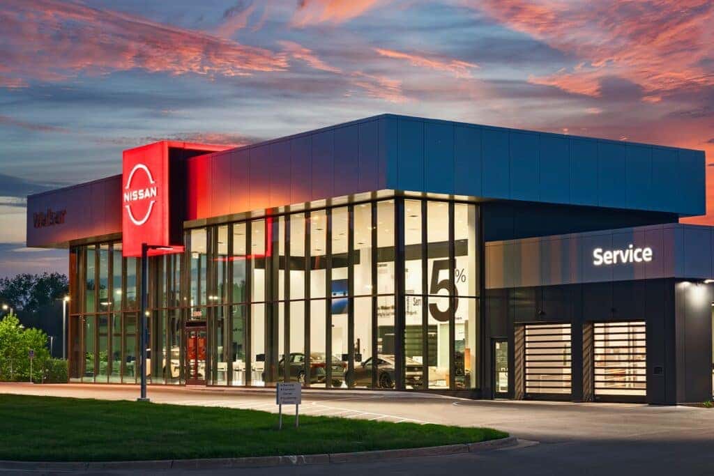 Walser Nissan Wayzata Dealership at Sunset