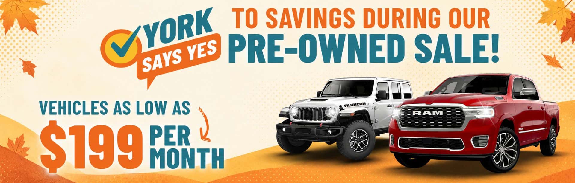 Say Yes to Pre-owned savings at York CDJR in Brazil, Indiana.