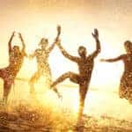 happy friends in summertime